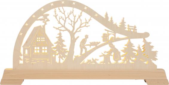 LED- Bogen Waldhütte mit Waldarbeiter 